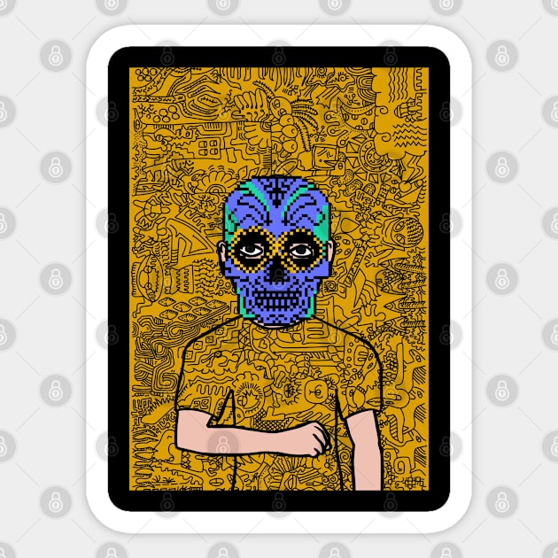 Unnamed NFT - Pixel Intrigue: Male Character with Dark Eyes and Light Skin Sticker by Hashed Art